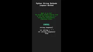 isspace Method - Python String Methods