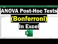 Perform ANOVA Post-Hoc Tests Bonferroni Correction In Excel