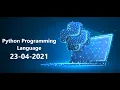 Python Online Trainning Session 23-04-2021