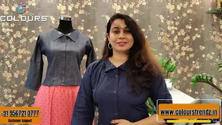 rayon sleeveless kurti with semi denim jacket u0026 rayon midi with semi denim crop top 
