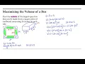 Optimization Maximizing the Volume of a Box