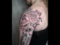 Floral free hand filler tattoo Timelapse