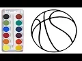 How To Draw and Color Basketball Learn Colors Coloring Page