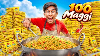 ১০০ প্যাকেট ম্যাগি একসাথে বানালাম! 😍 CRAZY MAGGI CHALLENGE! 🍜🔥