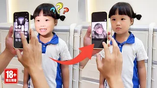 用大猩猩照片假装给女儿拍的照片，看看女儿什么反应，这是被吓到了吗！！【小小露兮】