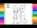 Relax Color Zootopia Coloring Page Judy Hopps Nick Wilde Relax Color Disney Fan Art