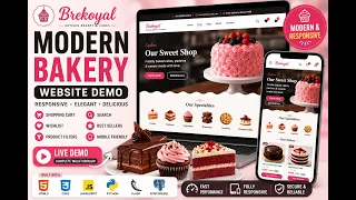 Modern Bakery Cake Shop Website Demo HTML CSS JavaScript Python Flask PostgreSQL