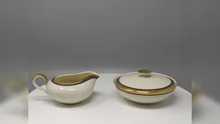 1950s Gorgeous White Blue and Gold Tea Set in Bavaria Porcelain Made in Germany