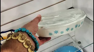 Florida thrift store finds Pinellas County Pyrex snowflake dish WOW