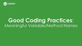 Good Coding Practices Meaningful Names