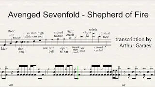 Download Avenged Sevenfold - Shepherd Of Fire - Drum transcription, sheet music MP3