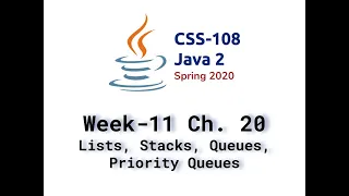 Week 11 Lecture Chapter 20 Lists Stacks Queues and Priority Queues