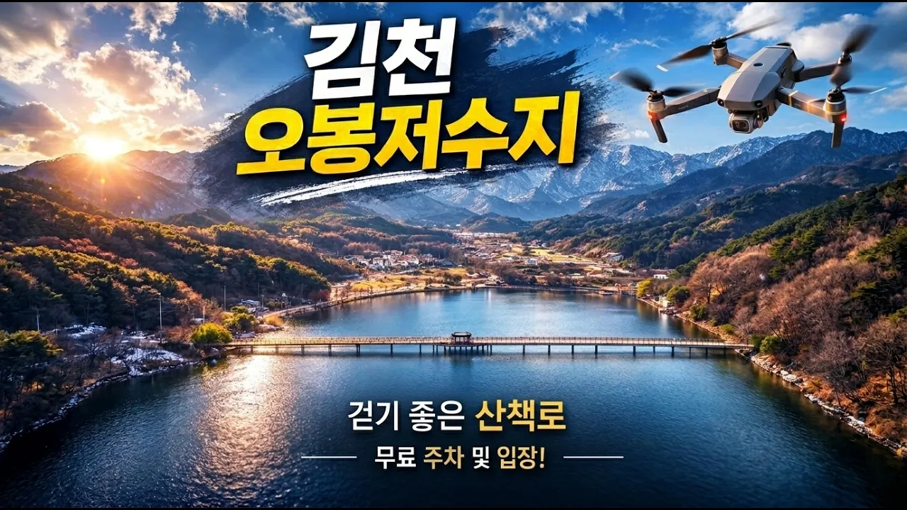 물멍 산책 명소 드론영상 김천 여행 가볼만한곳 오봉저수지 주차&입장료 무료 (djiflip Drone 4K) 썸네일