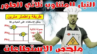 التيار المتناوب الثلاثي الطور الجزء الثاني ملخص القوانين الإستطاعات 