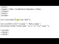 Conditional Operator in JavaScript in Hindi By Anu Monga