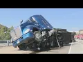 Semi truck overturns on I-15