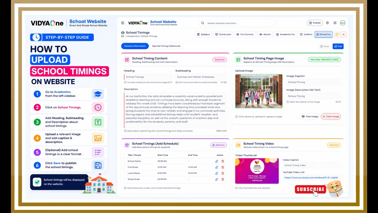 Manage School Timings and Period Schedule Online