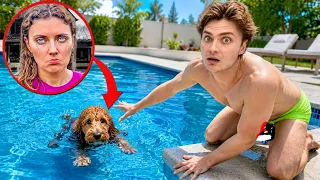 Her Dog GOT STUCK IN THE POOL!
