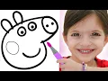Adel is Coloring Peppa Pig Family Best Learning for Toddlers