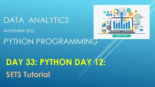 DAY 33A PYTHON DAY 12 SETS Tutorial