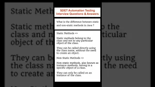 What is the difference between Static and Non-Static Methods in Java SDET Automation Testing
