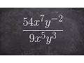 Simplifying a rational expression by using the rules of exponents