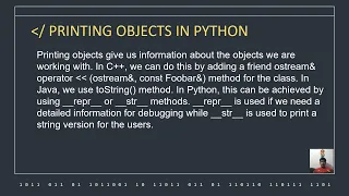 PRINTING OBJECTS IN PYTHON
