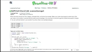 Java Practice It 5 26 scannerAverage3 Scanner input double for loop while loop