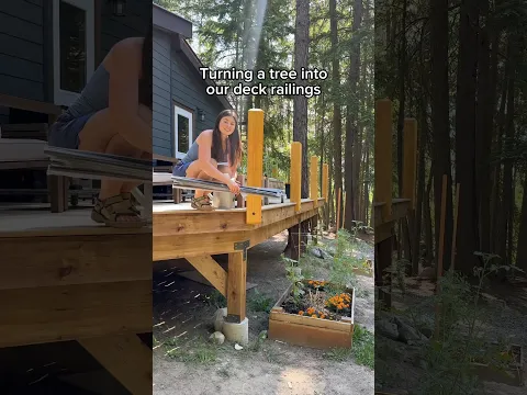 Turning a fallen tree into our deck railings part 2