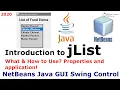 Introduction to jList - Netbeans Java SWING Controls What How to use ARBX CodeX 2020