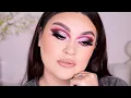 PINK GLITTER HALF CUT CREASE EYESHADOW TUTORIAL