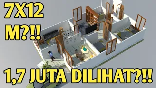 denah rumah 7x12 3 kamar tidur