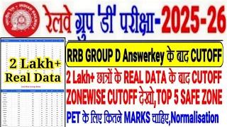 RRB GROUP D CUTOFF ZONEWISE🔥 2 LAKH+ छात्रो के REAL DATA के बाद/PET के लिए कितना MARKS?NORMALISATION