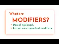 MODIFIERS explained - list of some IMPORTANT modifiers in MEDICAL BILLING