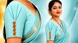 New Blouse Sleeve Design 😍 | Beautiful Baju Ki Design | Sleeves Cutting & Stitching | Aasteen design