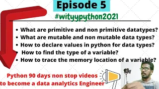 Complete python datatypes information primitive and non primitive Different data types python
