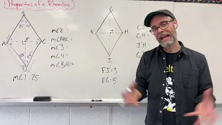 Geometry - Properties of a Rhombus and Finding Missing Angles and Sides