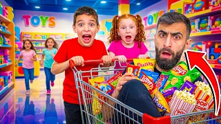 لولو مع ماما لحقونا عالسوبر ماركت وكمشونا 😱لكن الشرطة!!