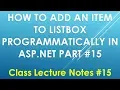 How to add an item to ListBox programmatically in ASP NET Part