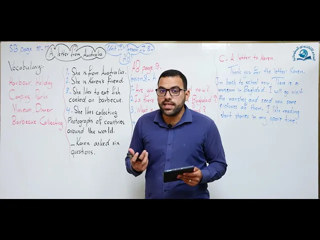⁣مادة اللغة الإنكليزية للصف الاول المتوسط : الوحدة الاولى / الدرس السابع و الثامن