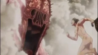 eren yeager vs the biggest titan scene shingeki no kyojin s3 eps 9 subtitle indonesia