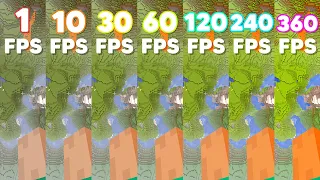Minecraft 1fps vs 5fps vs 10fps vs 20fps vs 30fps vs 48fps vs 60fps vs 120fps vs 240fps vs 360fps
