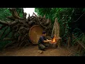 Download Lagu Build a Warm Shelter Inside a Giant Hollow Tree | Build the Most Secret Shelter in Bushcraft