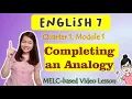 Completing an Analogy GRADE 7 MELC-based LESSON QUARTER 1 MODULE 1