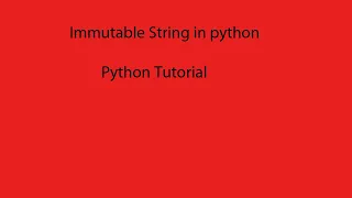 python tutorial in hindi immutable string in python