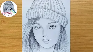 Download How to draw a girl wearing winter cap for beginners || Pencil sketch || bir kız nasıl çizilir MP3