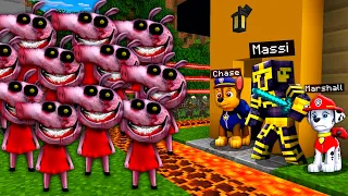 PAW PATROL me Ayuda a Defender MI CASA de APOCALIPSIS de PEPPA PIG MALDITA en MINECRAFT 😱