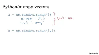 16 Python and vectorization A note on python numpy vectors