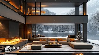 Luxury Hotel Lounge Music | Warm Jazz Retreat With Fireplace for Relaxation and Work