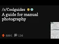 A guide for manual photography Cool Guides Reddit